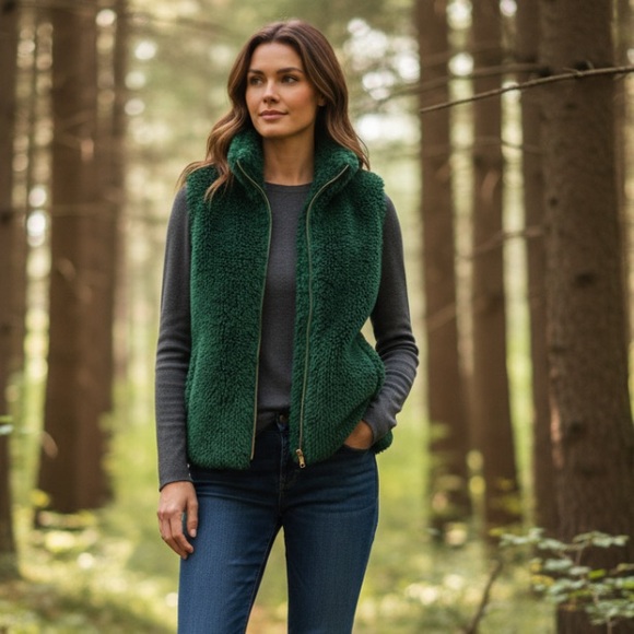 Green Faux Fur Vest - Picture 3 of 3